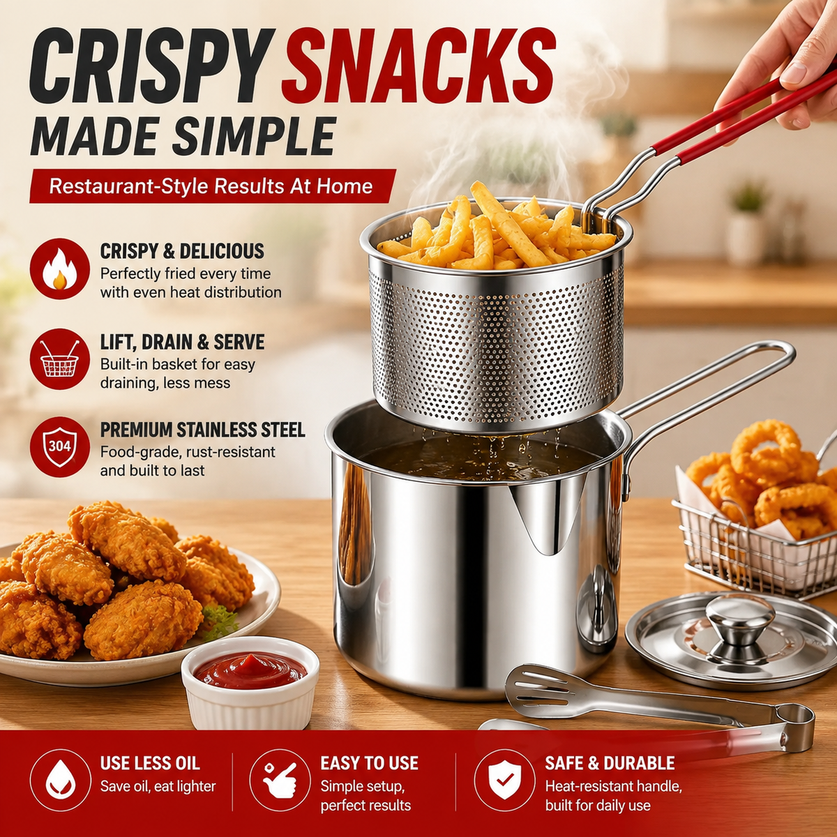 🍟 Personal Mini Deep Fryer Cooking Set