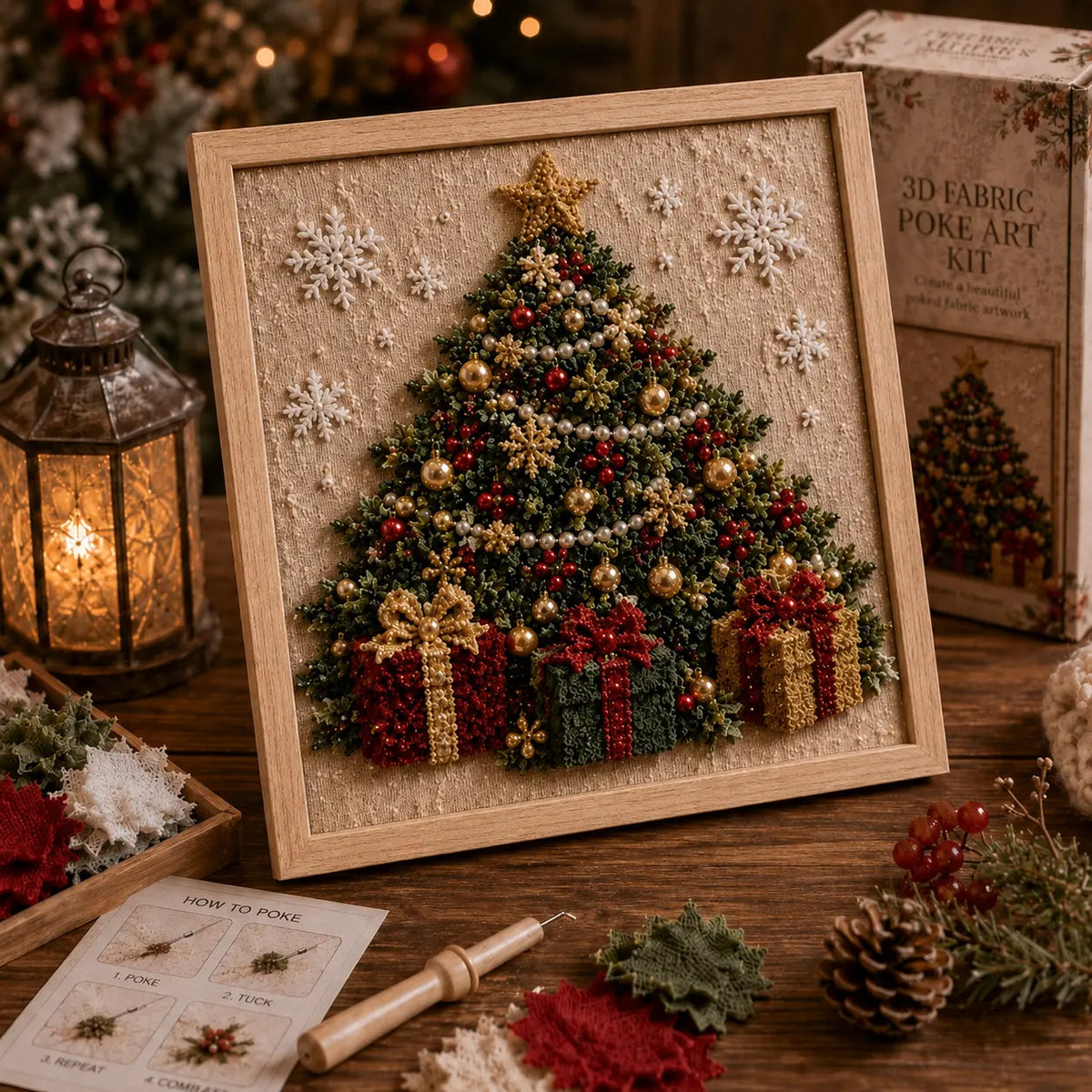 ⛄ DIY Snowman Fabric Poke Art Kit, Handmade 3D Christmas Holiday Decoration Craft Set