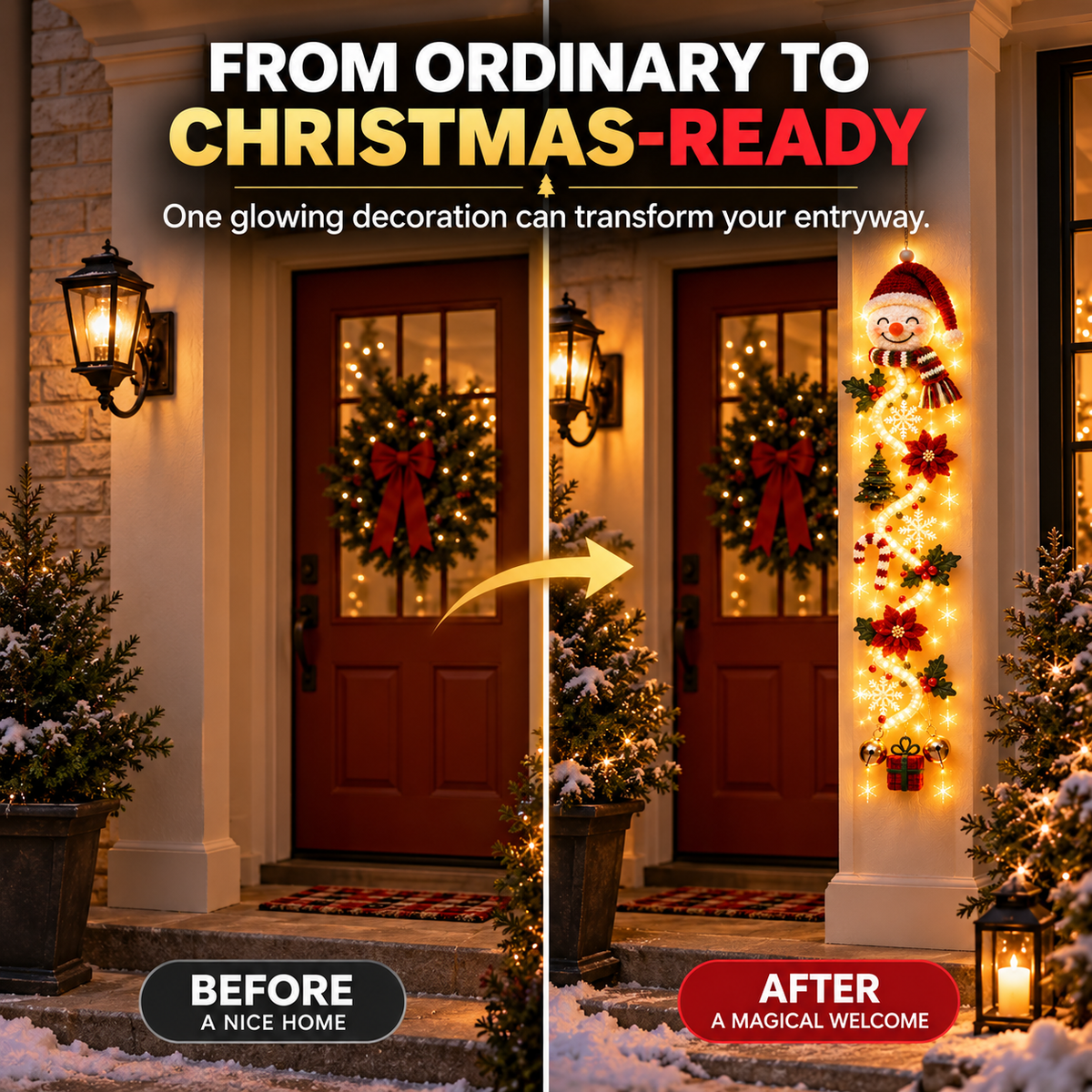☃️ Lighted Snowman Christmas Hanging Decor for Porch and Doorway