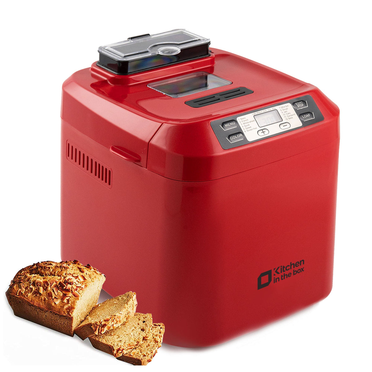 Bread Maker Machine, Auto Fruit Nut Dispenser, 12 Presets,  2LB Capacity, LCD Display, 13 Hour Delay Timer