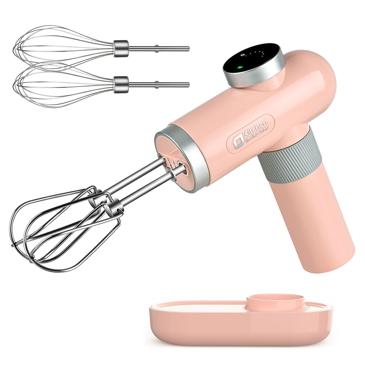 Electric Handheld Mixer with Whisks, Cordless, 6 Speeds, USB-C Charging, Knob Adjust, Digital Display