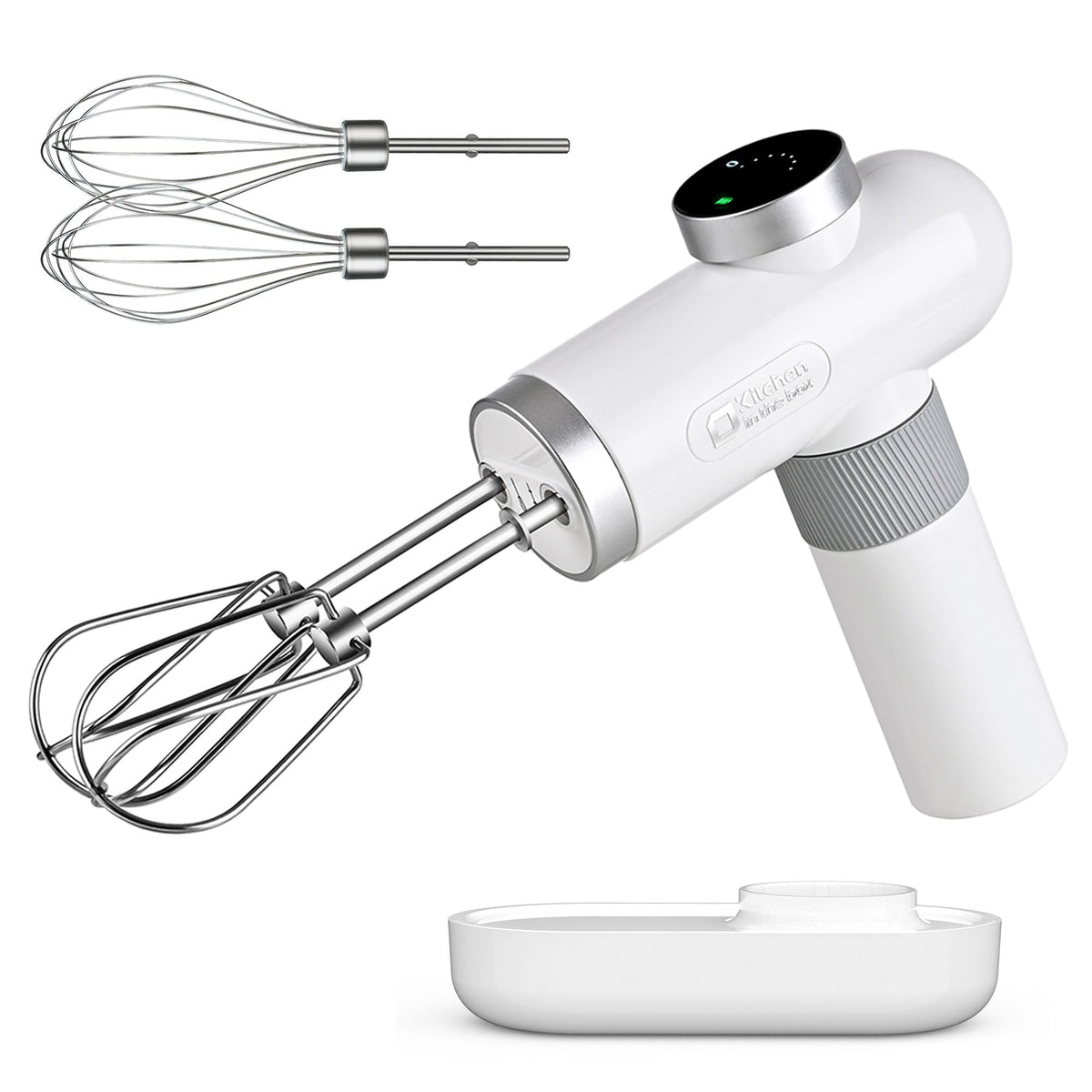 Electric Handheld Mixer with Whisks, Cordless, 6 Speeds, USB-C Charging, Knob Adjust, Digital Display