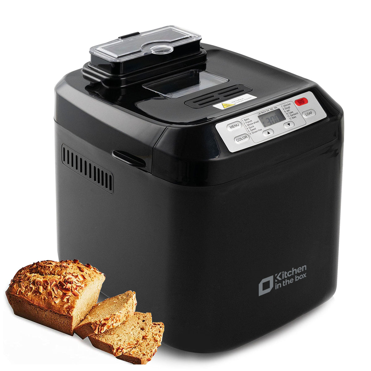 Bread Maker Machine, Auto Fruit Nut Dispenser, 12 Presets,  2LB Capacity, LCD Display, 13 Hour Delay Timer