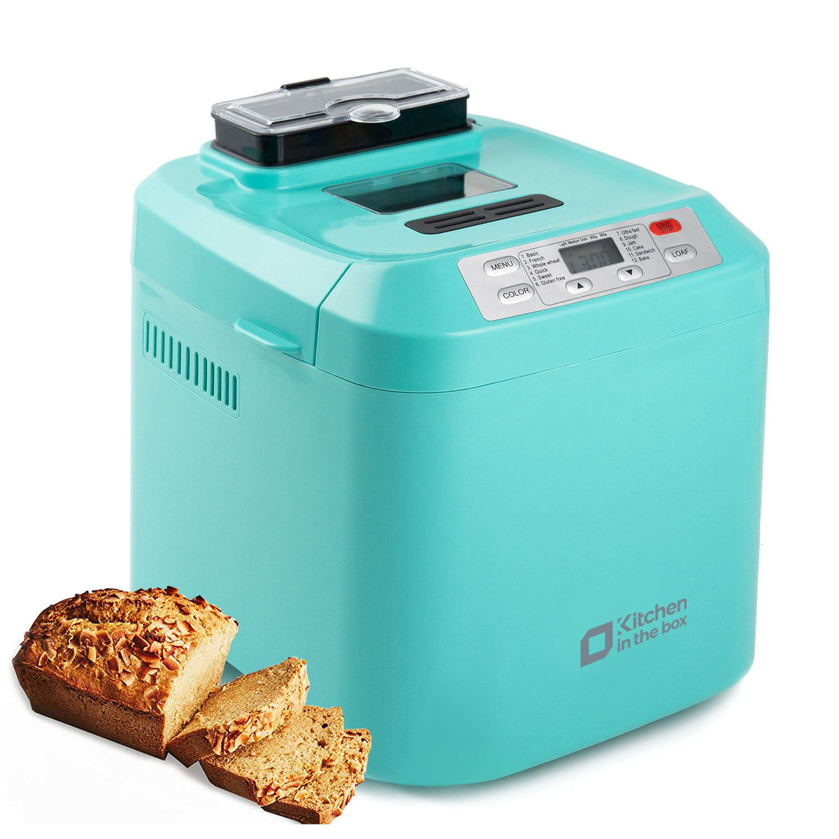 Bread Maker Machine, Auto Fruit Nut Dispenser, 12 Presets,  2LB Capacity, LCD Display, 13 Hour Delay Timer