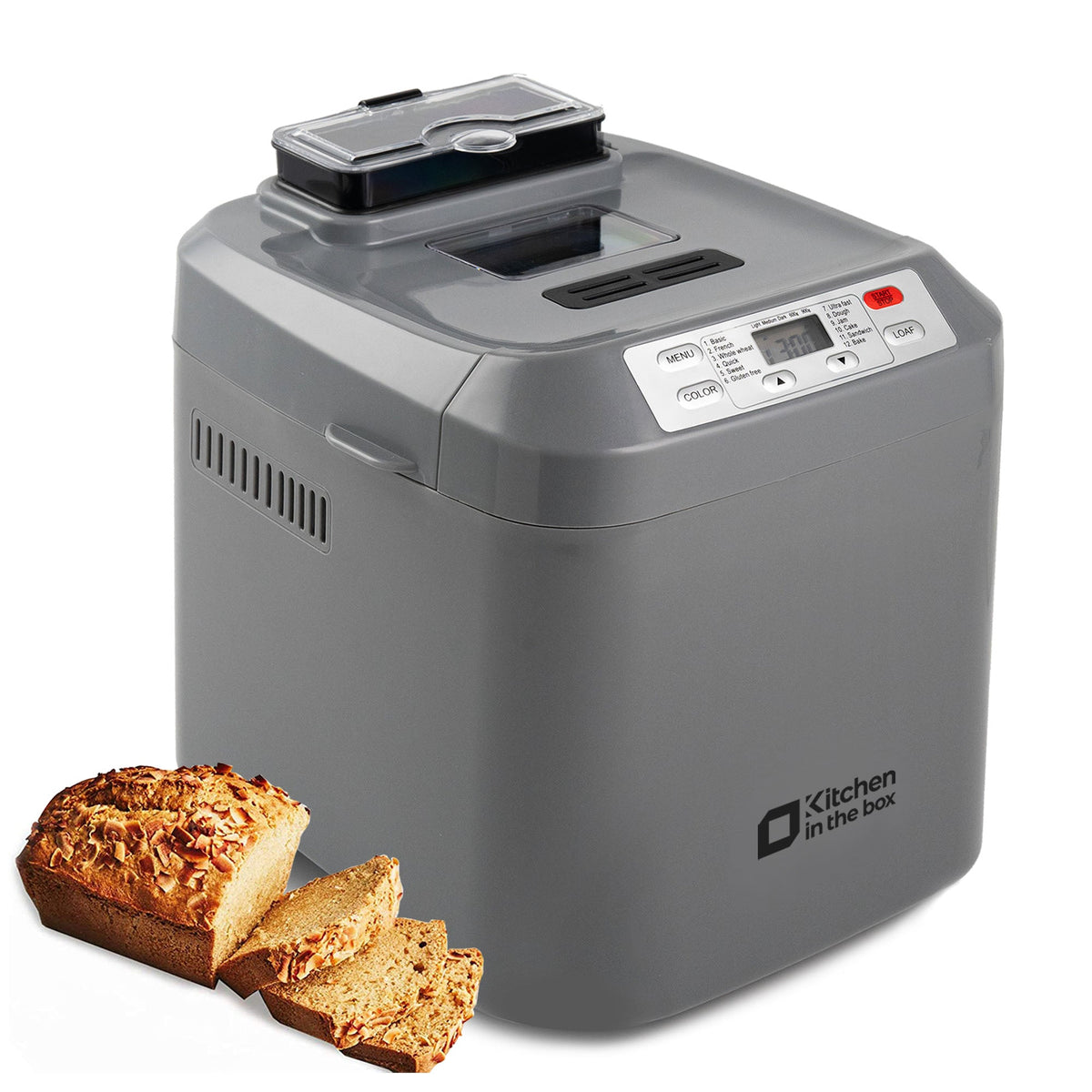 Bread Maker Machine, Auto Fruit Nut Dispenser, 12 Presets,  2LB Capacity, LCD Display, 13 Hour Delay Timer