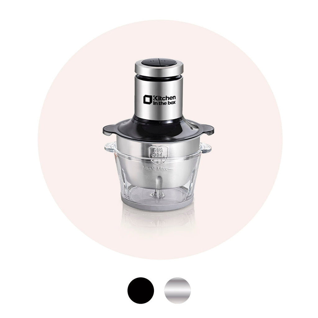 Electric Food Processor, 2-Bowl (8 Cup + 8 Cup) Design, 400W Small Food Chopper with Container, Meat Grinder, Black