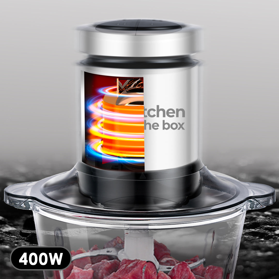 Electric Food Processor, 2-Bowl (8 Cup + 8 Cup) Design, 400W Small Food Chopper with Container, Meat Grinder, Black