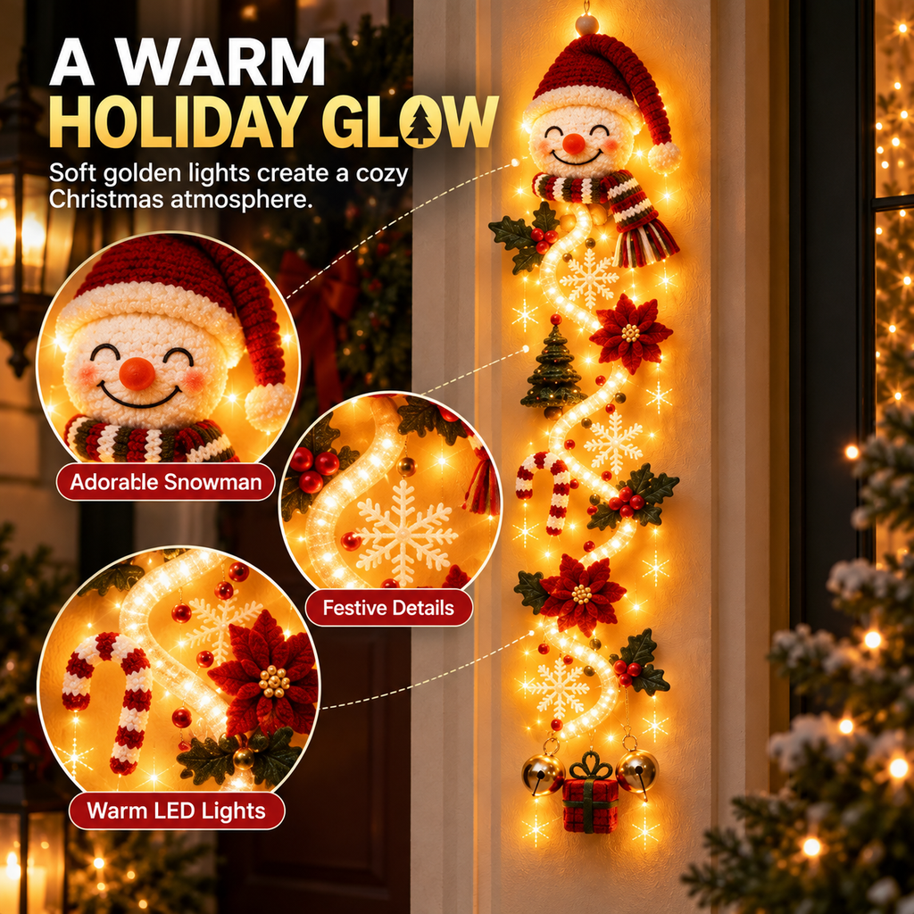 ☃️ Lighted Snowman Christmas Hanging Decor for Porch and Doorway