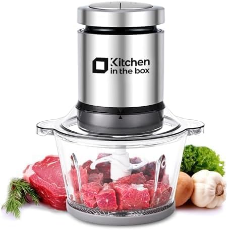 Electric Food Processor, 2-Bowl (8 Cup + 8 Cup) Design, 400W Small Food Chopper with Container, Meat Grinder, Black
