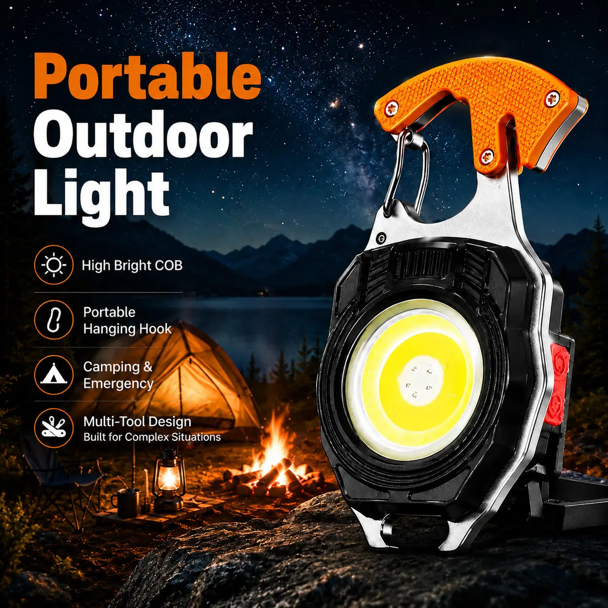 Multi-Function Rechargeable LED Camping Work Light, Magnetic