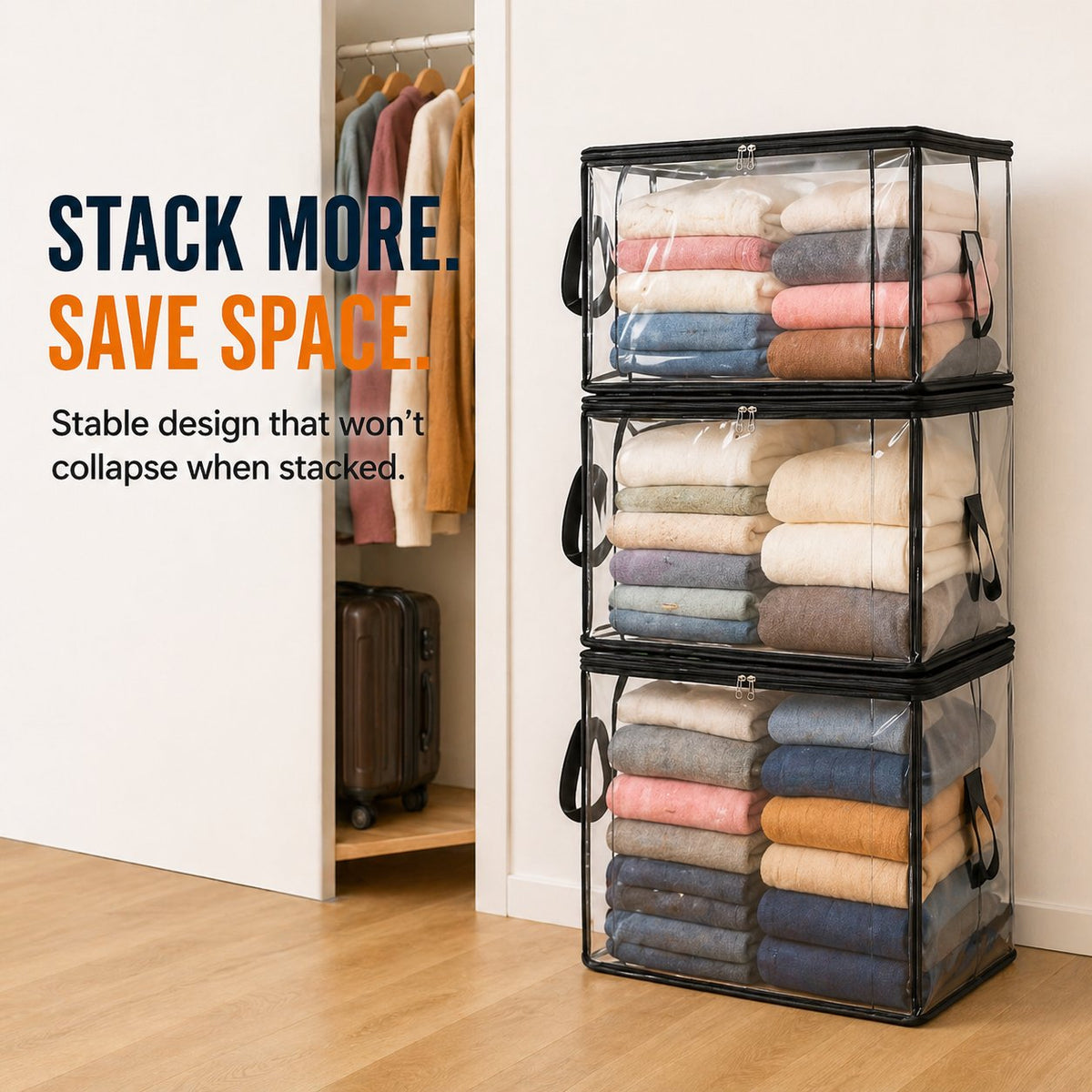 Large Heavy‑Duty Thick Clear Plastic Storage Bag for Clothes & Moving Supplies