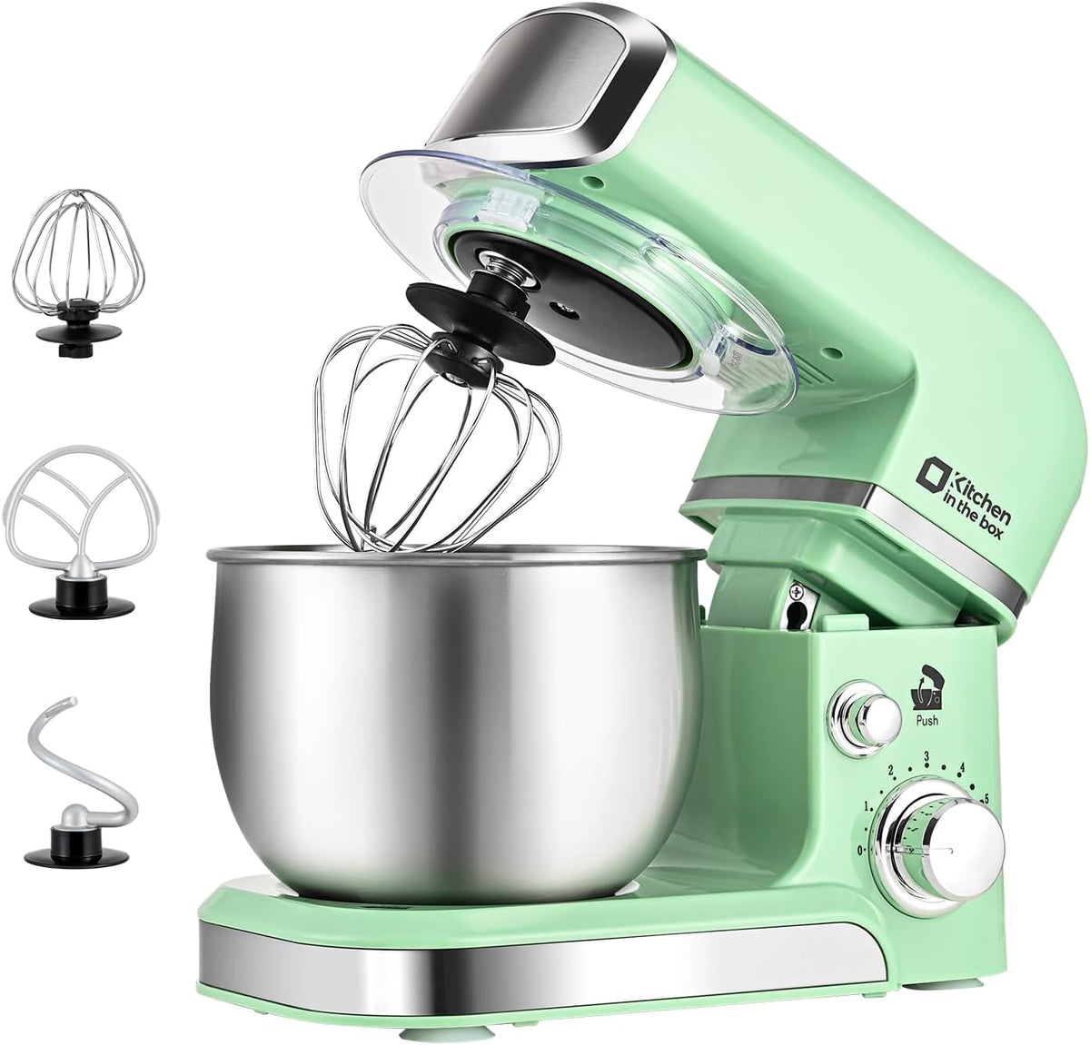 300W Tilt-Head Electric Stand Mixer, 3-in-1 Function, 6 Speeds, 3.2QT Stainless Steel Bowl