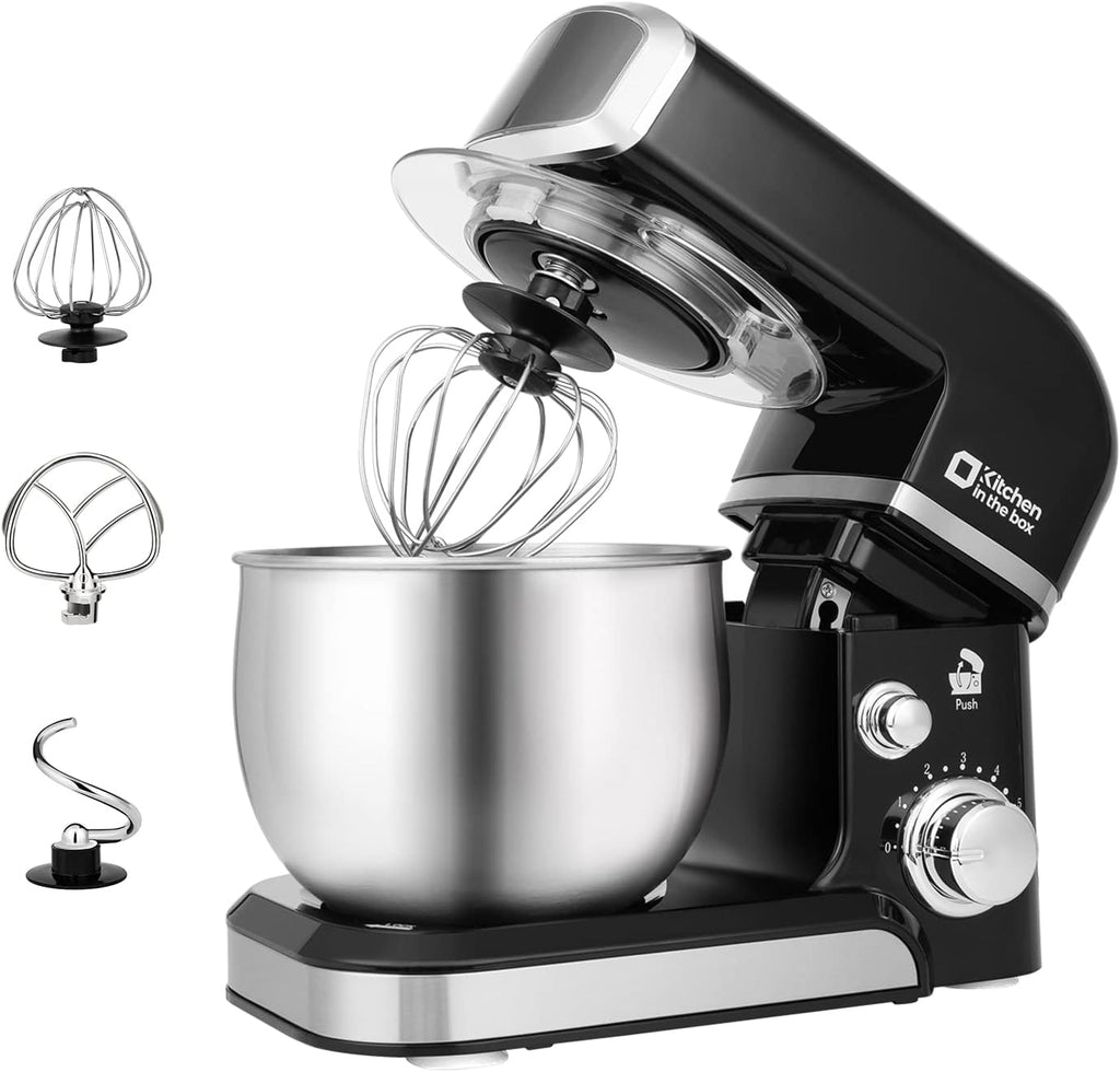 300W Tilt-Head Electric Stand Mixer, 3-in-1 Function, 6 Speeds, 3.2QT Stainless Steel Bowl