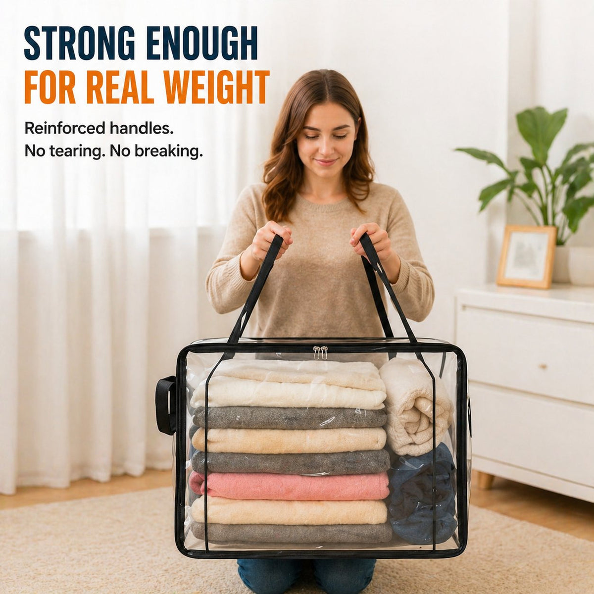 Large Heavy‑Duty Thick Clear Plastic Storage Bag for Clothes & Moving Supplies