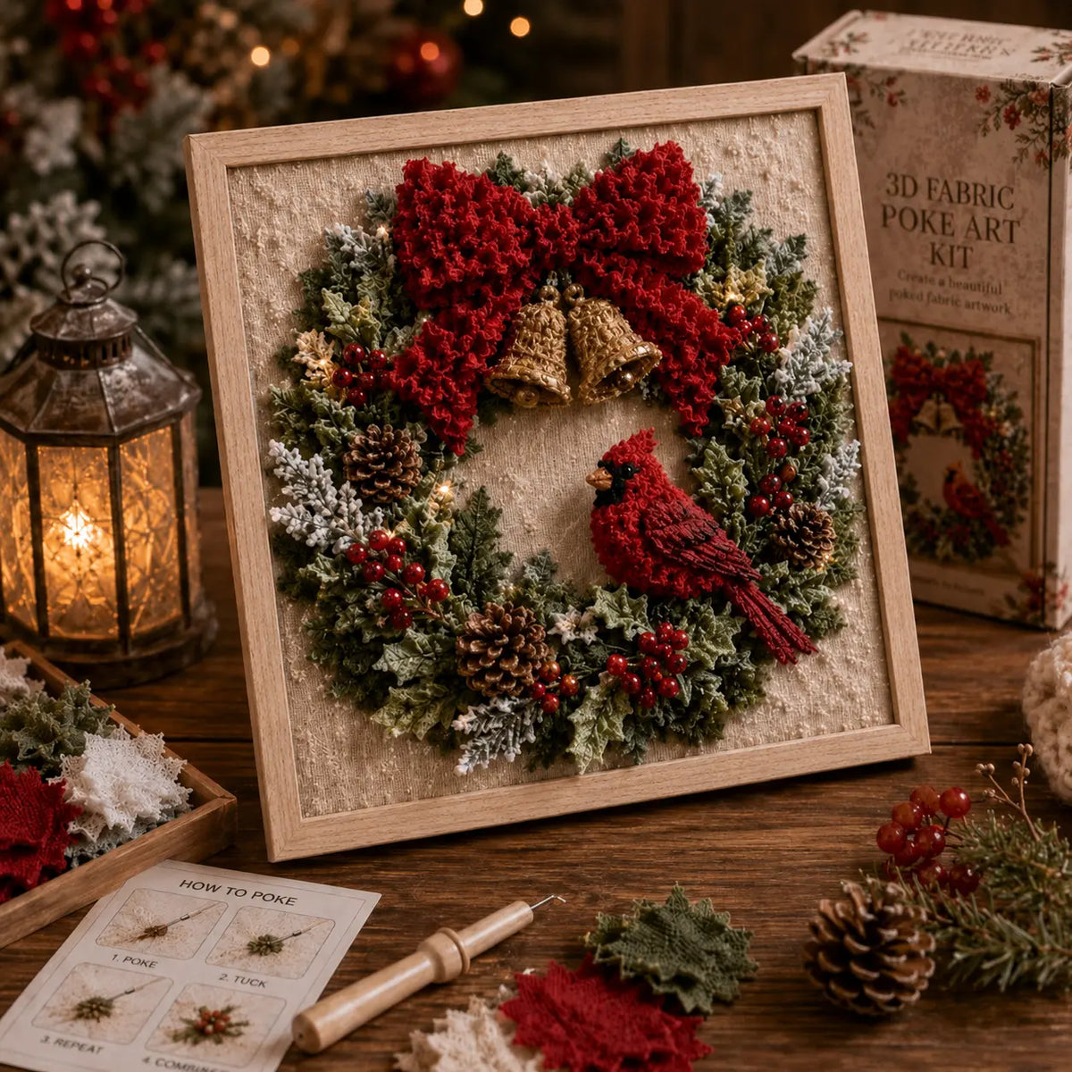 ⛄ DIY Snowman Fabric Poke Art Kit, Handmade 3D Christmas Holiday Decoration Craft Set
