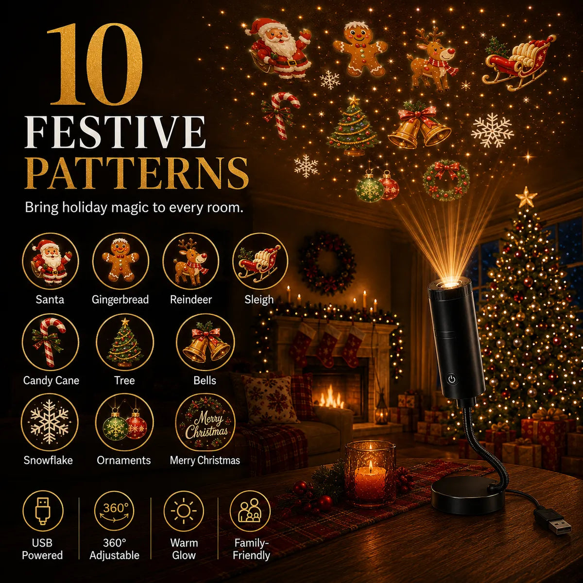 🎄👻⭐ Plug & Play Holiday Projector, Christmas & Halloween Home Decor