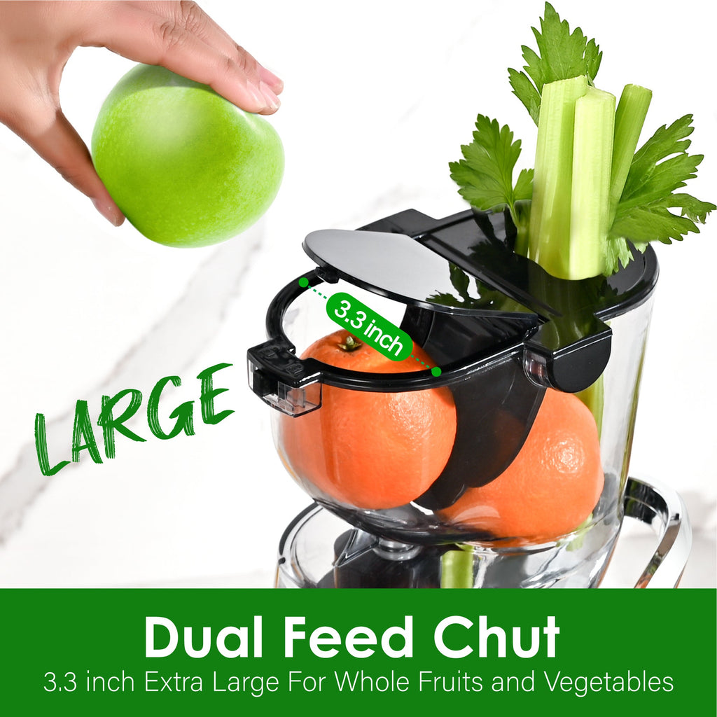 Cold Press Juicer, 83mm Wide Chute for Whole Fruits, BPA-Free, High Juice Yield, Slow Masticating, Easy to Clean