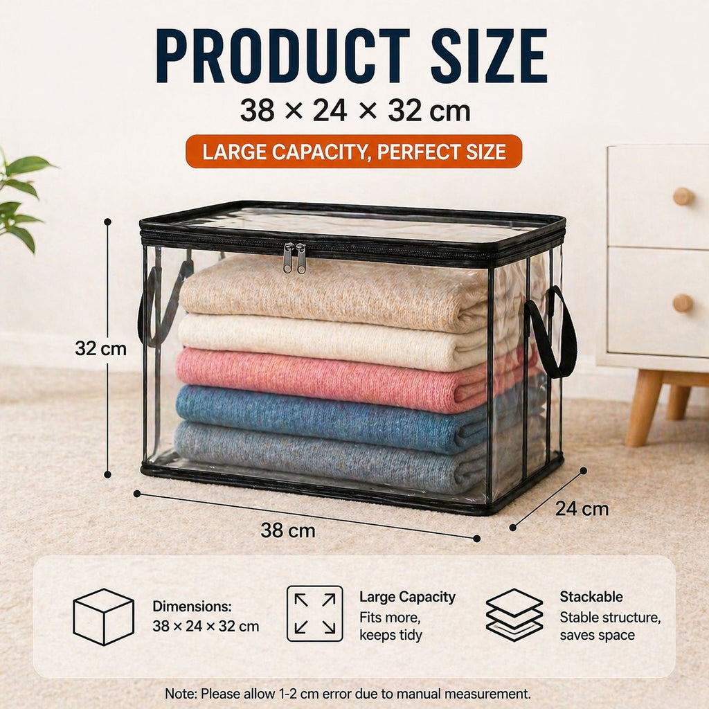 Large Heavy‑Duty Thick Clear Plastic Storage Bag for Clothes & Moving Supplies
