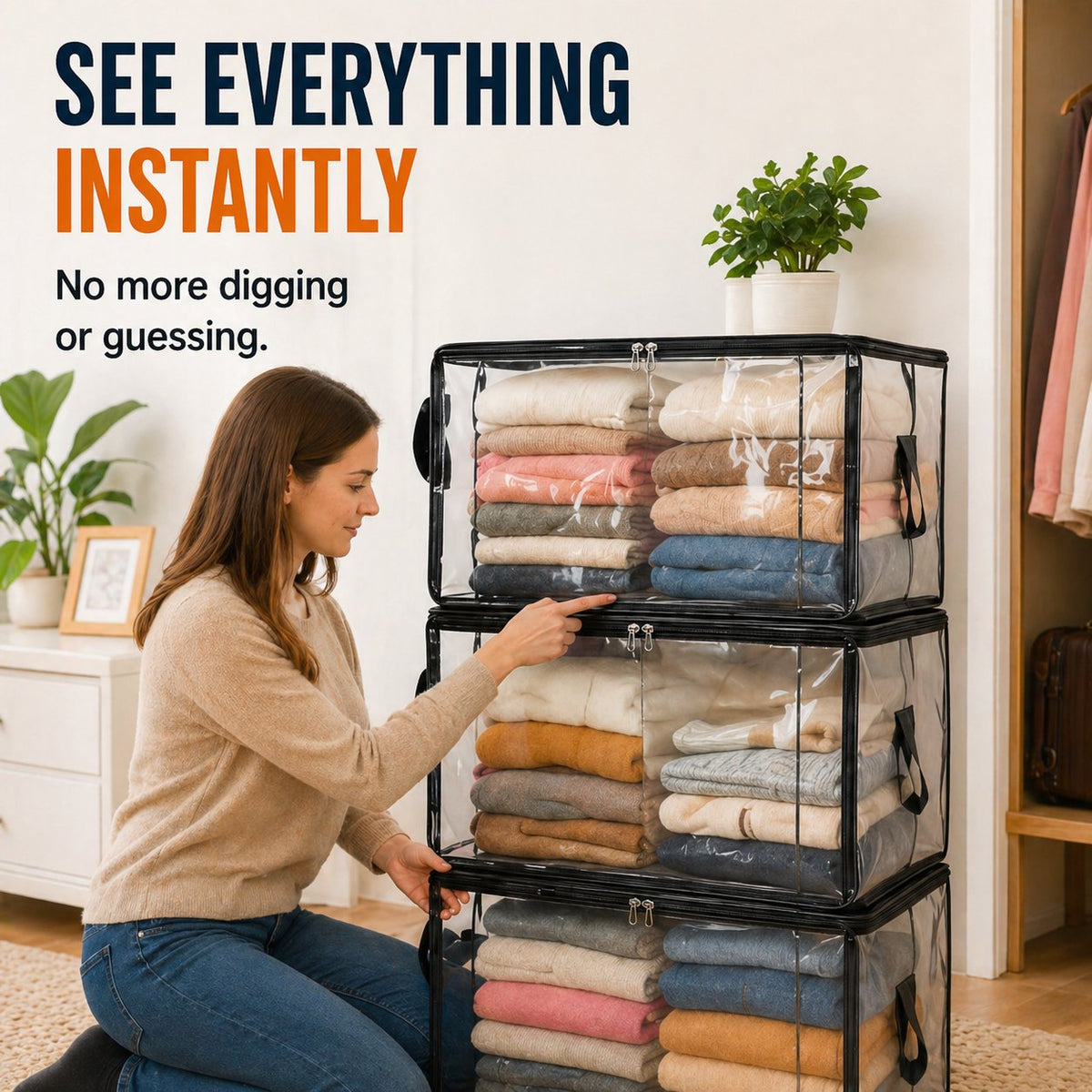 Large Heavy‑Duty Thick Clear Plastic Storage Bag for Clothes & Moving Supplies