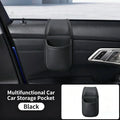 Leather Car Door Side Organizer Pocket, Double‑Layer Storage Pouch with Flannel Lining
