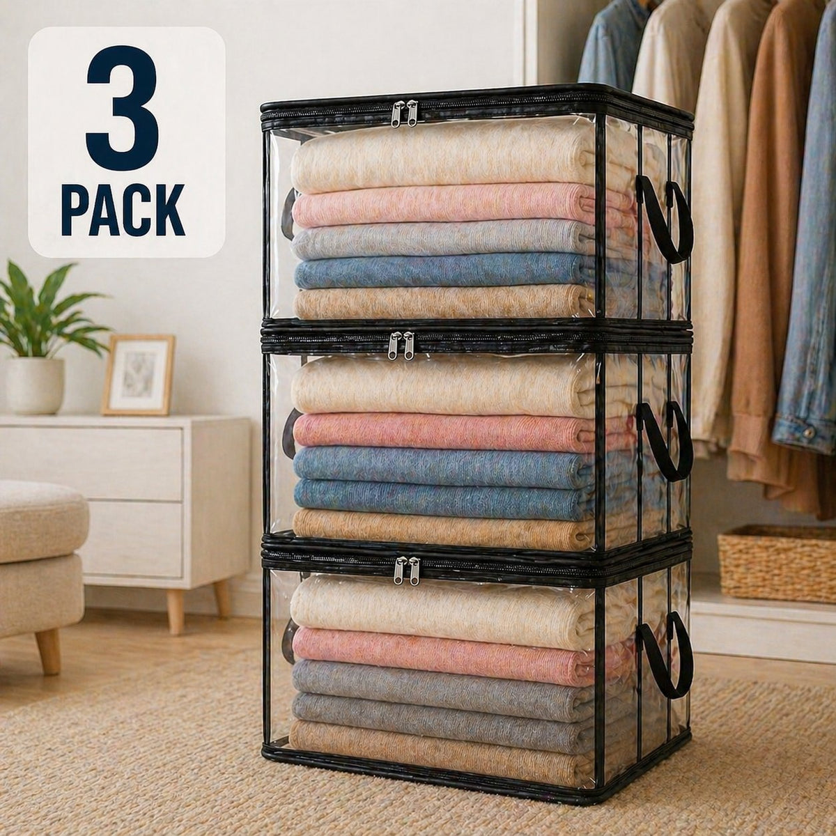 Large Heavy‑Duty Thick Clear Plastic Storage Bag for Clothes & Moving Supplies