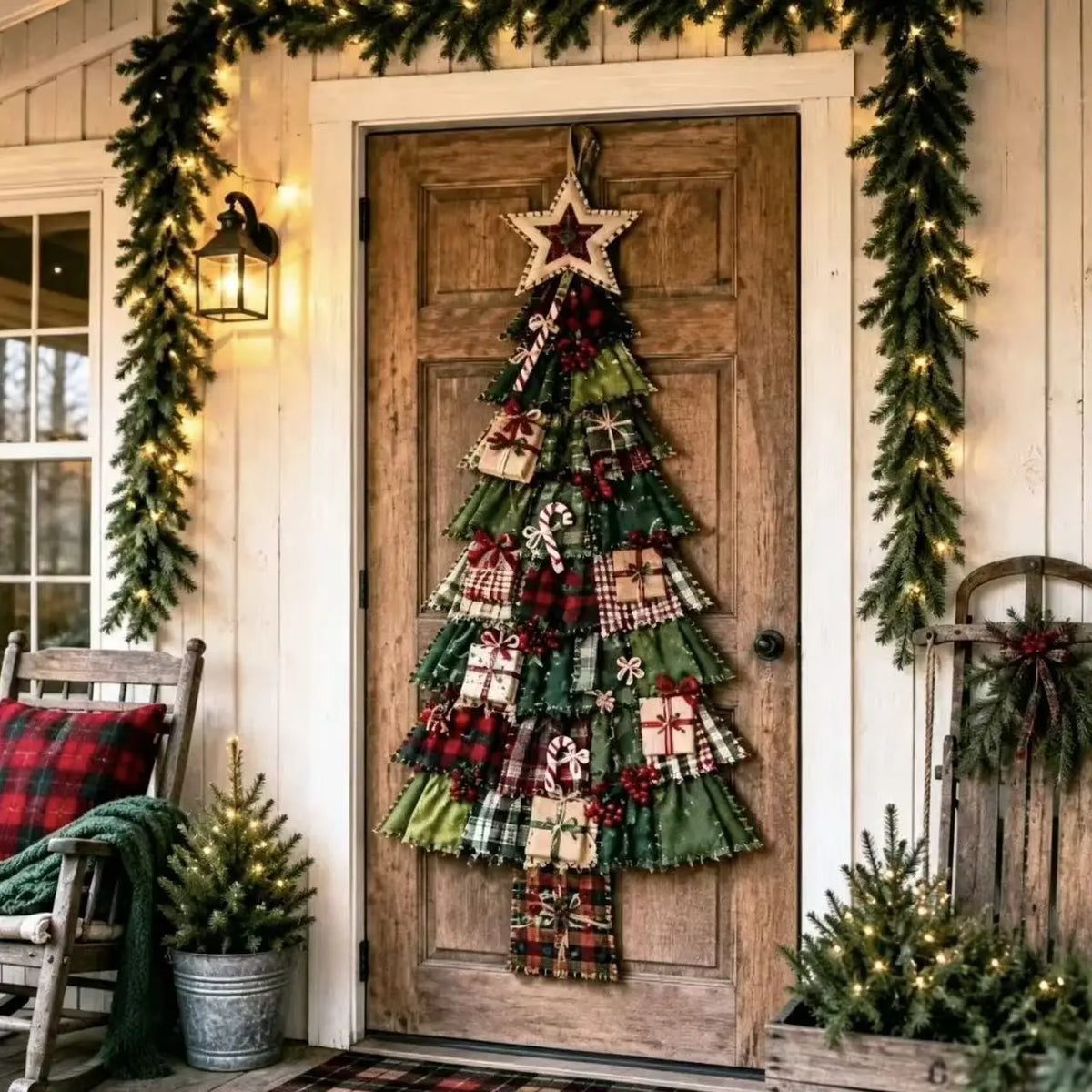 🎄 CHRISTMAS DOOR FAVORITE| Layered Fabric Tree Hanging