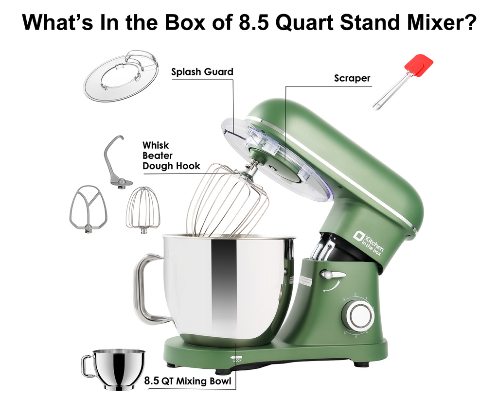 8.5QT Electric Stand Mixer, 900W Power, 6-Speed, Includes Egg Whisk, Dough Hook & Flat Beater, KSM85