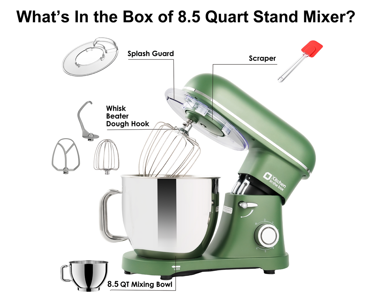 8.5QT Electric Stand Mixer, 900W Power, 6-Speed, Includes Egg Whisk, Dough Hook & Flat Beater, KSM85